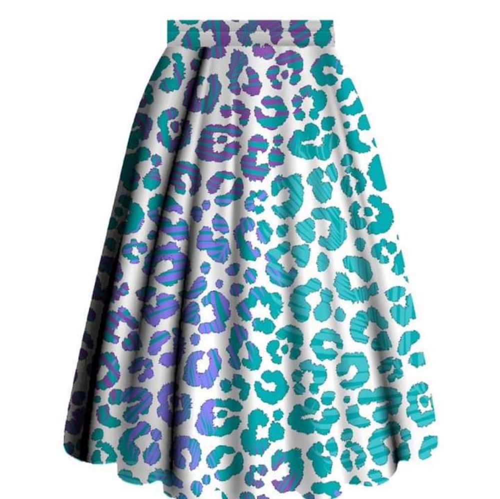Teal & Purple Cheetah prin Swing skirt plus size …